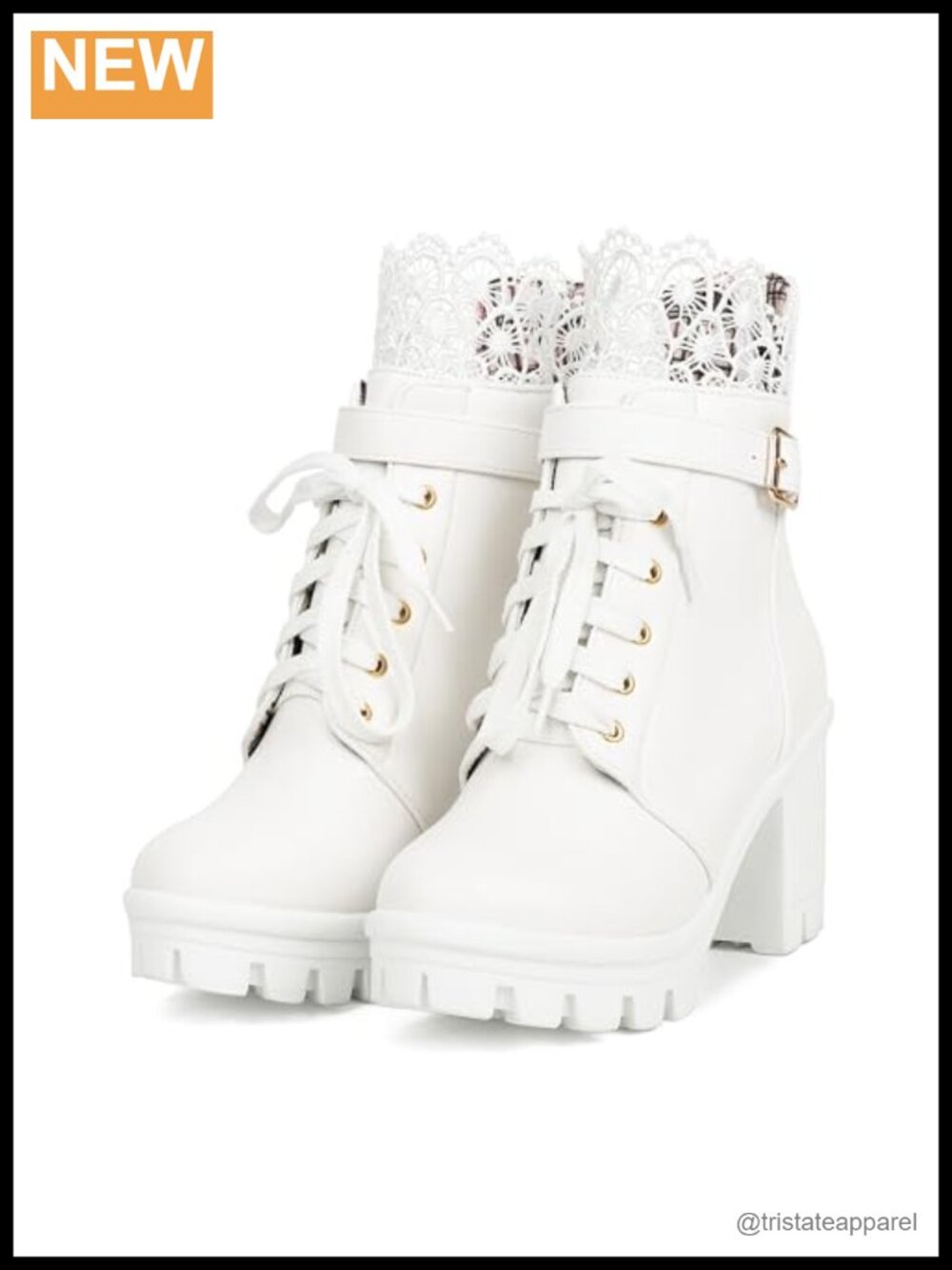 Lace Up Platform Goth Ankle Boots Chunky Heel PU Leather